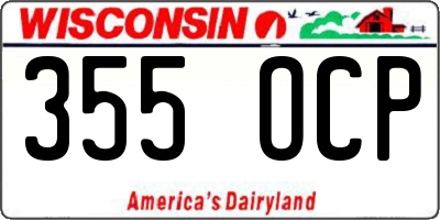 WI license plate 355OCP