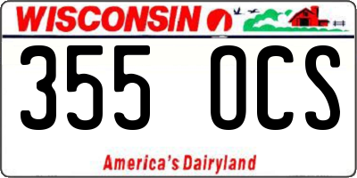 WI license plate 355OCS