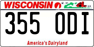 WI license plate 355ODI