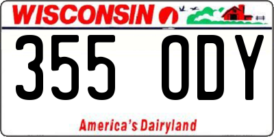 WI license plate 355ODY