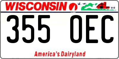 WI license plate 355OEC