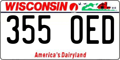 WI license plate 355OED