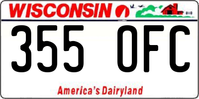 WI license plate 355OFC