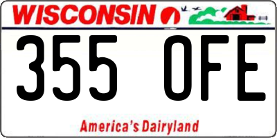 WI license plate 355OFE