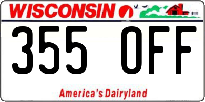 WI license plate 355OFF