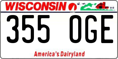 WI license plate 355OGE