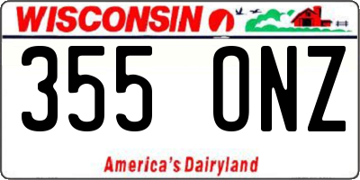 WI license plate 355ONZ