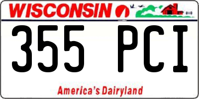 WI license plate 355PCI