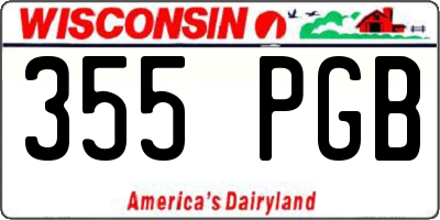 WI license plate 355PGB