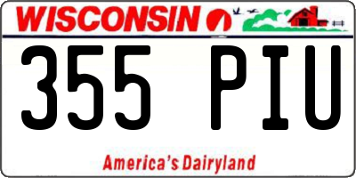 WI license plate 355PIU
