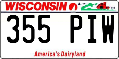 WI license plate 355PIW
