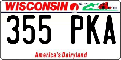 WI license plate 355PKA