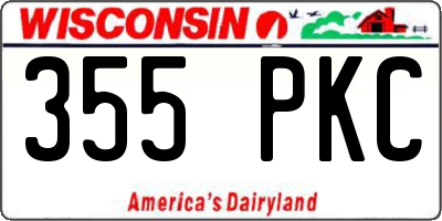 WI license plate 355PKC