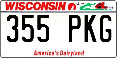 WI license plate 355PKG