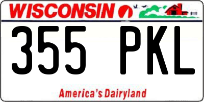 WI license plate 355PKL