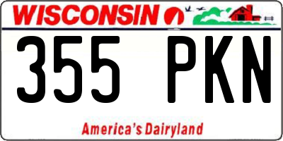 WI license plate 355PKN