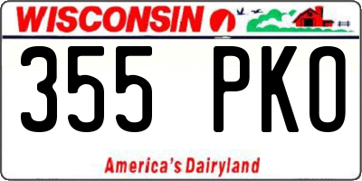WI license plate 355PKO