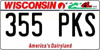 WI license plate 355PKS