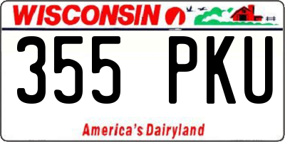 WI license plate 355PKU