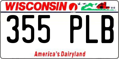 WI license plate 355PLB