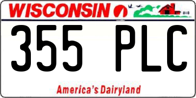 WI license plate 355PLC