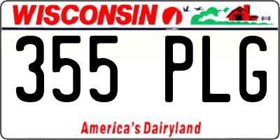 WI license plate 355PLG