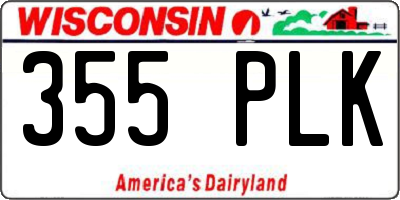 WI license plate 355PLK