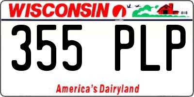 WI license plate 355PLP