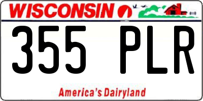 WI license plate 355PLR