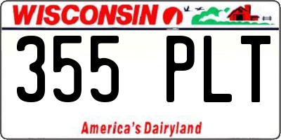 WI license plate 355PLT