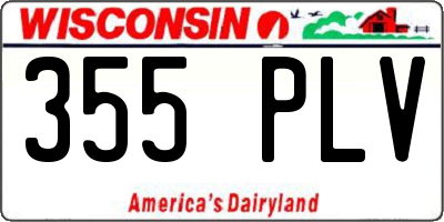 WI license plate 355PLV