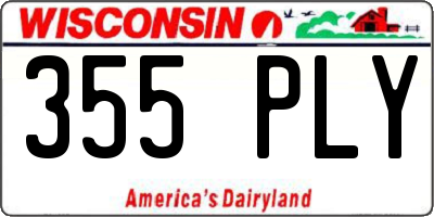 WI license plate 355PLY
