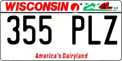 WI license plate 355PLZ