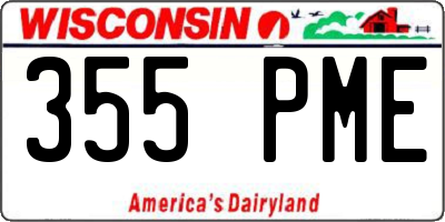 WI license plate 355PME