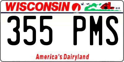 WI license plate 355PMS