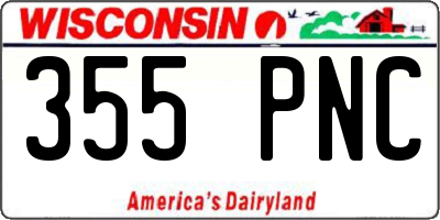 WI license plate 355PNC
