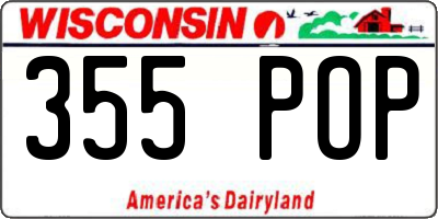 WI license plate 355POP