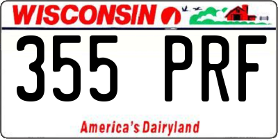 WI license plate 355PRF