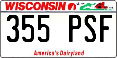 WI license plate 355PSF