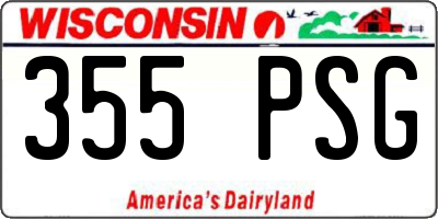 WI license plate 355PSG
