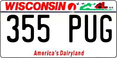 WI license plate 355PUG