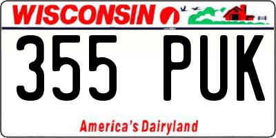 WI license plate 355PUK