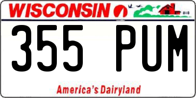 WI license plate 355PUM