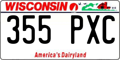 WI license plate 355PXC