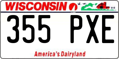 WI license plate 355PXE
