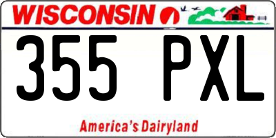 WI license plate 355PXL