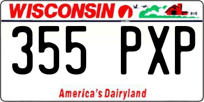 WI license plate 355PXP