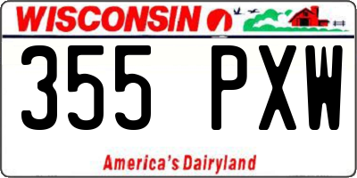 WI license plate 355PXW