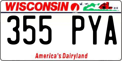 WI license plate 355PYA