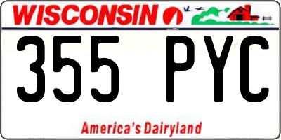 WI license plate 355PYC